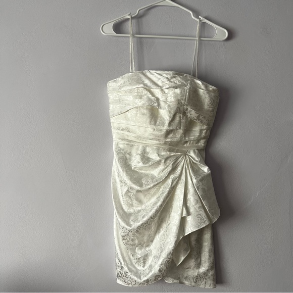 RONNY KOBO June Draped Cocktail Satin Floral Jacquard Mini Dress - Picture 3 of 12